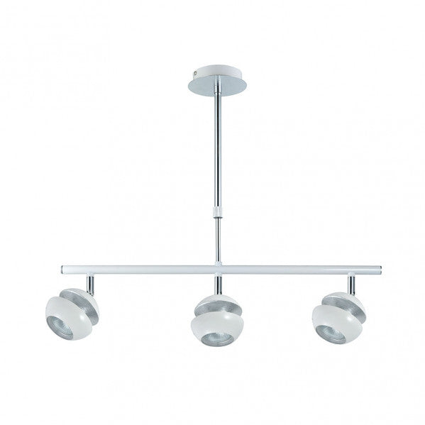 Lámpara colgante Beethoven de Abrila en blanco y plata con 3 bombillas GU10, diseño moderno de metal para decoración interior doméstica, referencia 142053001.