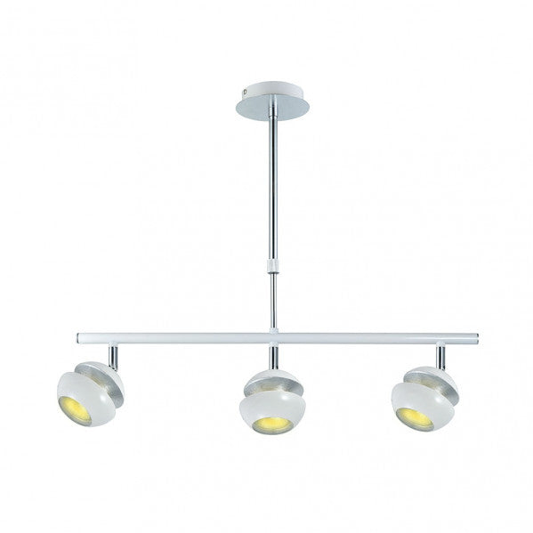 Lámpara colgante Beethoven de Abrila en blanco y plata con 3 bombillas GU10, diseño moderno de metal para decoración interior doméstica, referencia 142053001