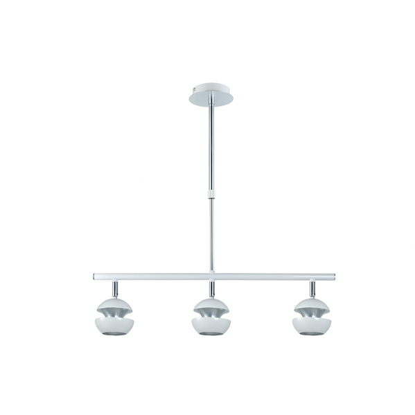 Lámpara colgante Beethoven de Abrila en blanco y plata con 3 bombillas GU10, diseño moderno de metal para decoración interior doméstica (modelo 142053001)