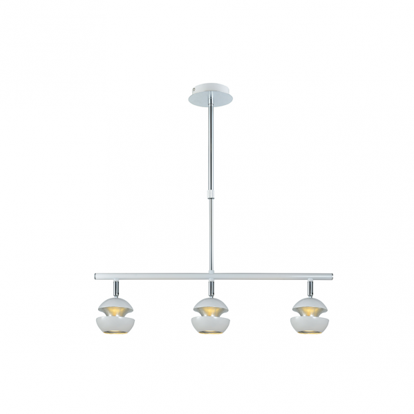 Lámpara colgante Beethoven de Abrila en blanco y plata con 3 bombillas GU10, diseño moderno de metal para decoración interior doméstica, modelo 142053001