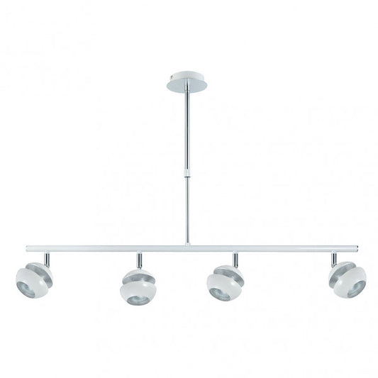 Lámpara colgante moderna Beethoven de Abrila en blanco y plata, con 4 focos GU10 orientables en metal, ideal para decoración interior doméstica (modelo 142054001)