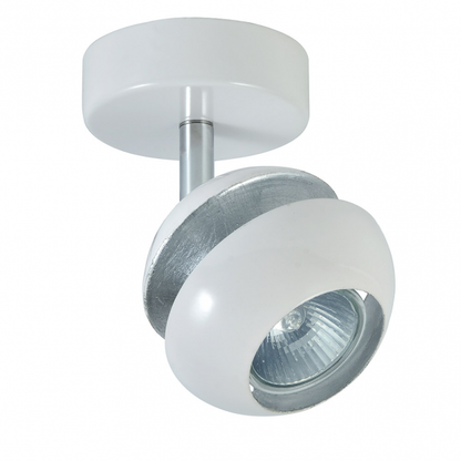 Foco Beethoven moderno de Abrila en acabado blanco y plata, modelo 1xGU10 orientable en metal, ideal para decoración interior doméstica (código 142081001)
