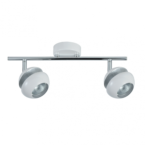 Regleta de focos Beethoven 2xGU10 en blanco y plata de Abrila (modelo 142092001), diseño moderno y orientable en metal para iluminación interior doméstica y decoración.
