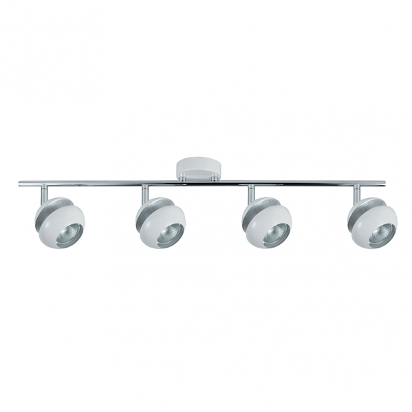 Regleta de focos Beethoven 4xGU10 en blanco y plata de Abrila, modelo 142094001, ideal para iluminación interior moderna y decoración del hogar en entornos domésticos.