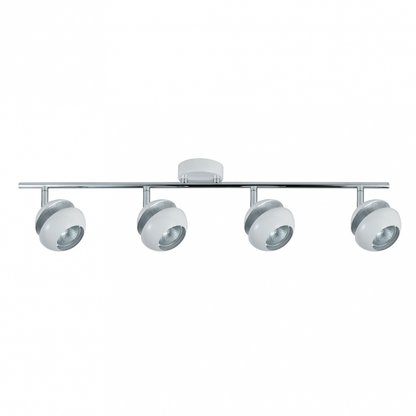 Regleta de focos Beethoven 4xGU10 en blanco y plata de Abrila, modelo 142094001, ideal para iluminación interior moderna y decoración del hogar en entornos domésticos.