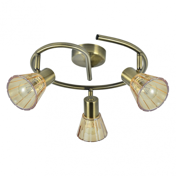 Plafon de cobre moderno Abrila con 3 casquillos E14, acabado en cuero, dimensiones 16x32x32 cm, modelo 142153014, iluminación interior orientable para hogar, diseño en metal y cristal.