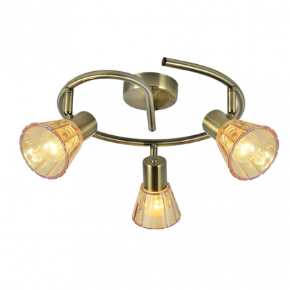 Plafon Cooper 3xe14 de Abrila con acabado en cuero y metal, dimensiones 16x32x32 cm, modelo 142153014, diseño moderno orientable para iluminación interior doméstica con focos E14 y elementos de cristal.