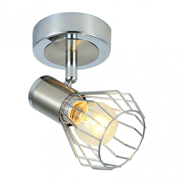 Foco Mateo de Abrila en acabado cromo níquel, lámpara orientable moderna de metal para interior doméstico con casquillo E14, dimensiones 15x15x8.5cm, modelo 142281003, iluminación minimalista ai2.