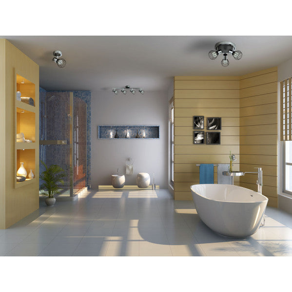 Foco Mateo de Abrila en cromo y negro, modelo 1xE14 con dimensiones 15x15x8.5 cm (referencia 142281009), diseño moderno orientable en metal para iluminación doméstica e interiores.