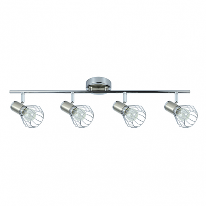 Regleta de focos Mateo 4xe14 en acabado cromo/níquel de Abrila, modelo 142294003, con focos orientables modernos en metal para iluminación interior doméstica y decoración.
