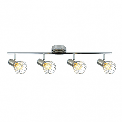 Regleta de focos Mateo 4xe14 en acabado cromo/níquel de Abrila, modelo 142294003, con focos orientables modernos en metal para iluminación interior y decoración doméstica.