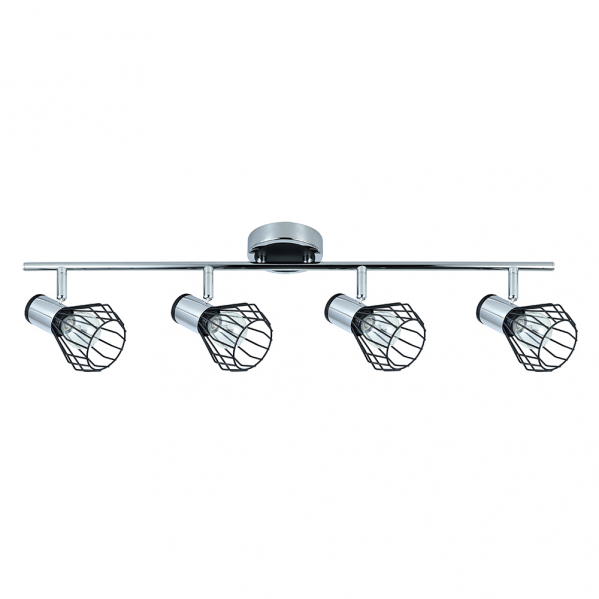Regleta de focos Mateo 4xe14 en cromo negro de Abrila, ideal para iluminación orientable moderna en interiores domésticos, diseño en metal con estilo contemporáneo para decoración (modelo 142294009).