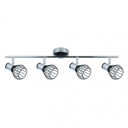 Regleta de focos Mateo 4xe14 en cromo negro de Abrila, ideal para iluminación orientable moderna en interiores domésticos, diseño en metal con estilo contemporáneo para decoración (modelo 142294009).