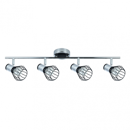 Regleta de focos Mateo 4xe14 en cromo negro de Abrila, ideal para iluminación orientable moderna en interiores domésticos, diseño en metal con estilo contemporáneo para decoración (modelo 142294009).