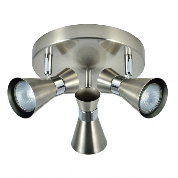 Plafon Maximo 3xGU10 en níquel y cromo, diseño moderno y orientable de Abrila, dimensiones 13x20x20 cm, ideal para iluminación LED interior en decoración del hogar doméstico.