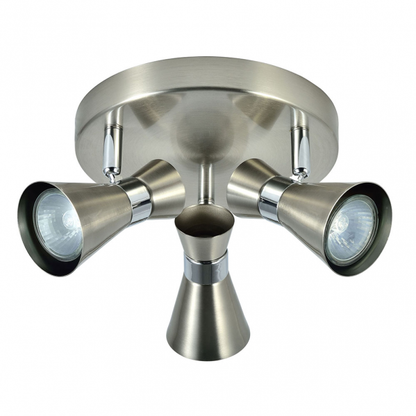 Plafon Maximo 3xGU10 en níquel y cromo, diseño moderno y orientable de Abrila, dimensiones 13x20x20 cm, ideal para iluminación LED interior en decoración del hogar doméstico.