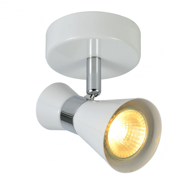 Modern white and chrome GU10 spotlight with adjustable orientation, Abrila AI2 model 142381001, sleek metal interior lighting fixture for home decoration