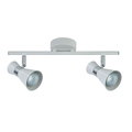 Regleta de focos orientables Abrila AI2 en blanco y cromo con 2 casquillos GU10 máximo, ideal para iluminación interior doméstica moderna en metal