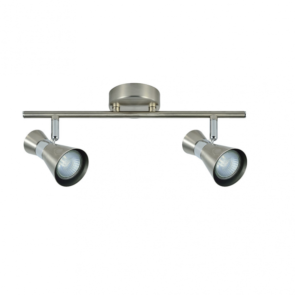 Regleta de focos orientables máximo 2xGU10 en níquel/cromo de Abrila (modelo 142392003), diseño moderno de metal para iluminación interior doméstica y decoración.