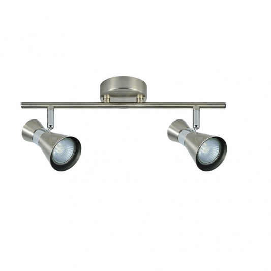Regleta de focos orientables máximo 2xGU10 en níquel/cromo de Abrila (modelo 142392003), diseño moderno de metal para iluminación interior doméstica y decoración.