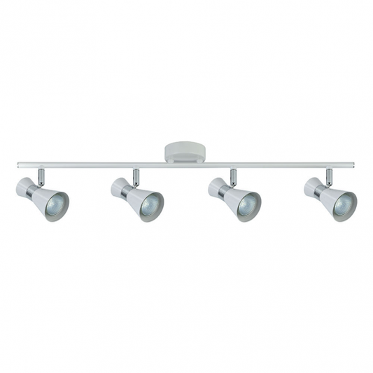 Regleta de focos modernos Abrila con máximo 4xGU10 en acabado blanco/cromo, diseño de metal para iluminación interior doméstica y decoración minimalista (modelo 142394001)