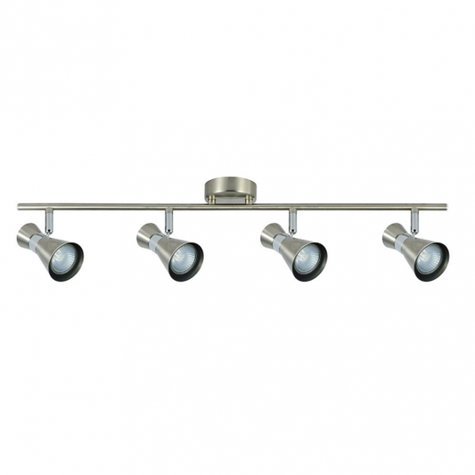 Regleta de focos GU10 en acabado níquel/cromo máximo de Abrila (ref. 142394003), diseño moderno y orientable en metal para iluminación interior doméstica y decoración AI2.