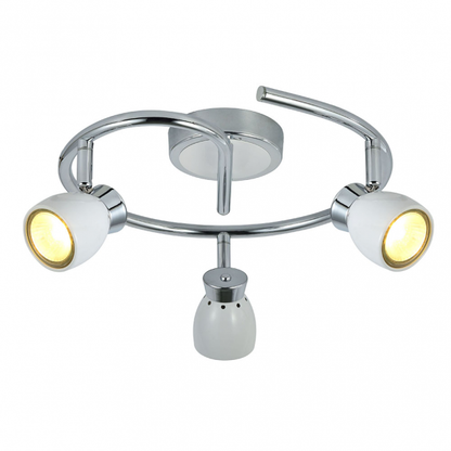 Plafon Chacho 3xGU10 blanco de Abrila, diseño moderno en metal blanco cromo para decoración interior doméstica, foco de techo 14x30x30 cm, iluminación LED GU10 para hogares contemporáneos (modelo 142453001)