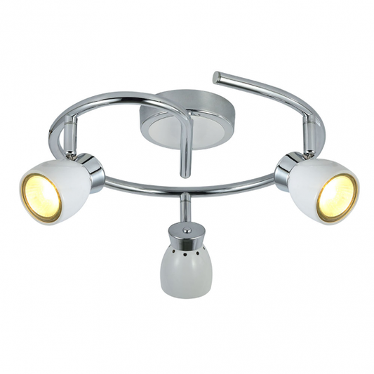 Plafon Chacho 3xGU10 blanco de Abrila, diseño moderno en metal blanco cromo para decoración interior doméstica, foco de techo 14x30x30 cm, iluminación LED GU10 para hogares contemporáneos (modelo 142453001)