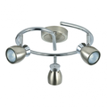 Plafon Chacho de Abrila en níquel cromo, modelo 3xGU10 orientable, diseño moderno de metal para iluminación interior doméstica, medidas 14x30x30 cm, focos GU10 ajustables, referencia 142453003