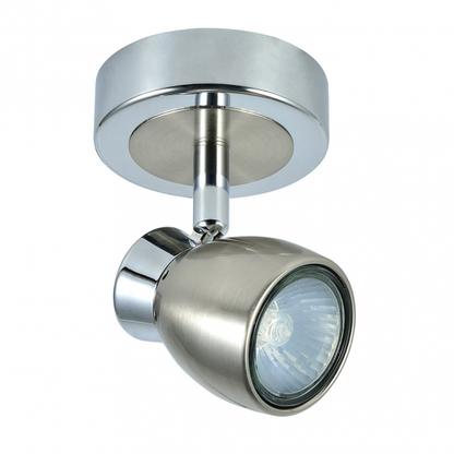 Foco Chacho en níquel de Abrila, spotlight moderno orientable de metal 14x12x8.5cm, iluminación interior ajustable para decoración del hogar, modelo 142481003 en acabado cromo níquel.
