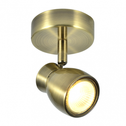 Foco Chacho moderno de Abrila con base de cuero y metal, 1xGU10, dimensiones 14x12x8.5cm, luz orientable para decoración interior doméstica, código 142481014