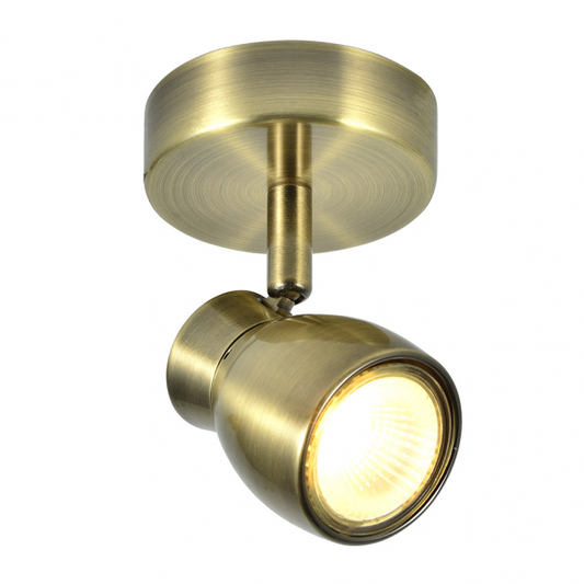 Foco Chacho moderno de Abrila con base de cuero y metal, 1xGU10, dimensiones 14x12x8.5cm, luz orientable para decoración interior doméstica, código 142481014