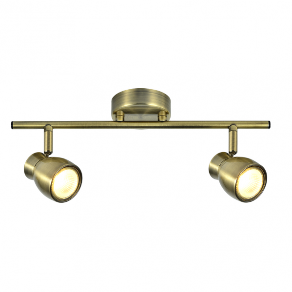 Regleta de focos Chacho 2xGU10 en cuero y metal de Abrila, modelo 142492014, para iluminación interior moderna y decoración doméstica con focos GU10.