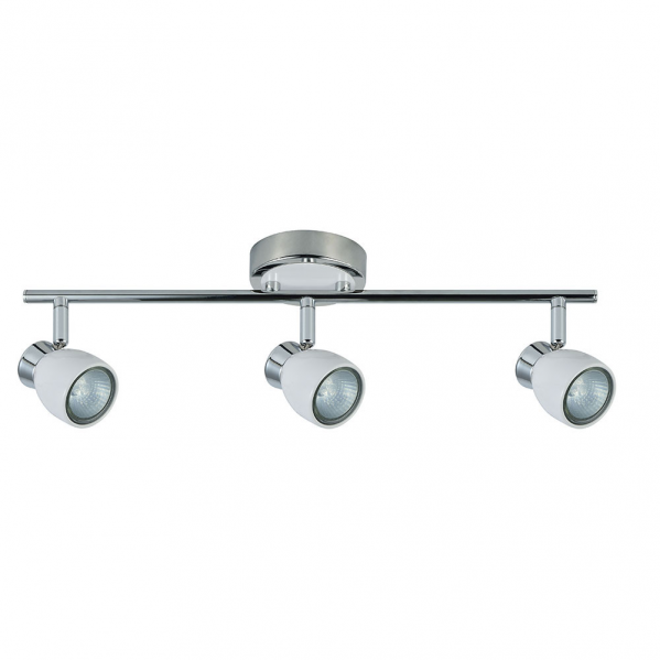 Regleta de focos Chacho 3xGU10 blanco de Abrila, modelo 142493001, con diseño moderno en metal blanco cromo, iluminación orientable para interiores domésticos, focos GU10 decorativos y funcionales para ai2.