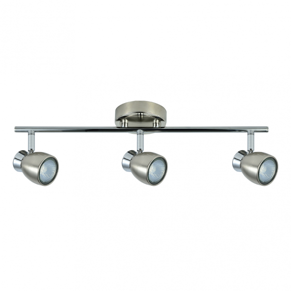 Regleta de focos Chacho 3xGU10 en acabado níquel de Abrila, diseño moderno y orientable en metal para iluminación interior doméstica y decoración (modelo 142493003)