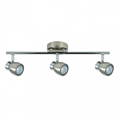 Regleta de focos Chacho 3xGU10 en acabado níquel de Abrila, diseño moderno y orientable en metal para iluminación interior doméstica y decoración (modelo 142493003)
