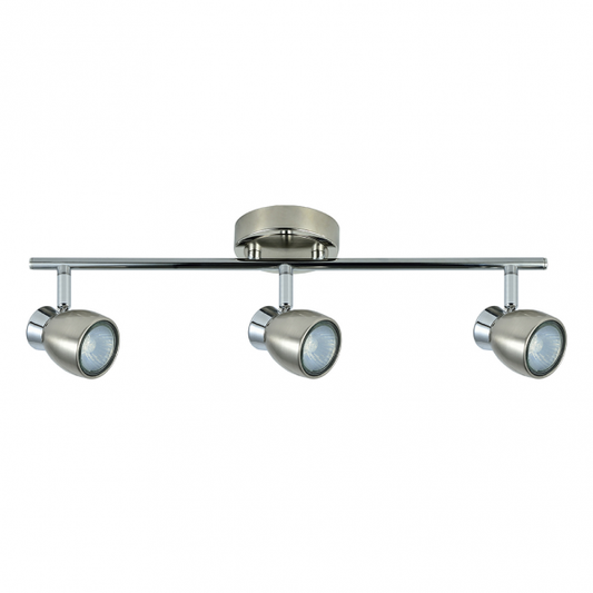 Regleta de focos Chacho 3xGU10 en acabado níquel de Abrila, diseño moderno y orientable en metal para iluminación interior doméstica y decoración (modelo 142493003)