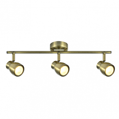 Regleta de focos Chacho 3xGU10 en cuero de Abrila, modelo 142493014, diseño moderno orientable en metal para iluminación interior doméstica y decoración con estilo contemporáneo.