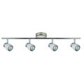 Regleta de focos Chacho 4xGU10 en blanco y cromo de Abrila (142494001), diseño moderno orientable en metal para iluminación interior doméstica con focos GU10 AI2.