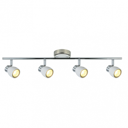 Regleta de focos Chacho 4xGU10 blanco/cromo de Abrila, modelo 142494001, diseño moderno orientable en metal para iluminación interior doméstica.