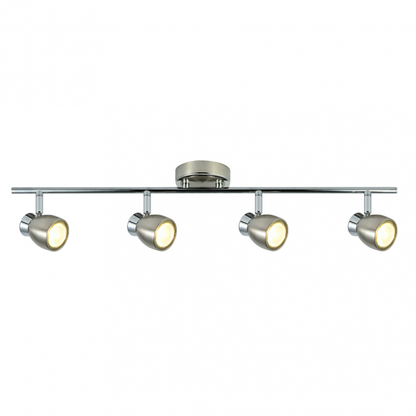 Regleta de focos Chacho con 4 bombillas GU10 en acabado níquel de Abrila (modelo 142494003), diseño moderno y orientable en metal para iluminación doméstica e interior, estilo cromo níquel AI2.
