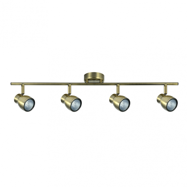 Regleta de focos Chacho 4xGU10 en cuero genuino, diseño moderno orientable de Abrila, dimensiones 14x69.5x8.5cm, iluminación interior para decoración del hogar, estructura metálica AI2, código 142494014