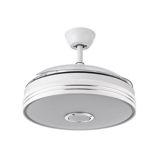 Ventilador de techo Matanuska blanco de Abrila, 72W, con aspas retráctiles, LED integrado, control Bluetooth y función de ventilación para verano e invierno, modelo 142791401 para interiores domésticos.