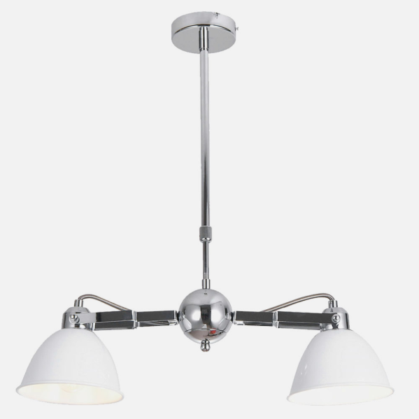 Lámpara Buri de Abrila modelo 143152001 en blanco y cromo, regulable con 2 casquillos E27, diseño moderno de metal rústico urbano para decoración interior doméstica.