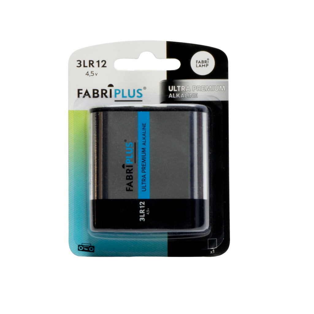 Pila alcalina 3LR12 4.5V Fabrilamp, modelo 14323LR12X de LUZGURU, para linternas, ferretería y hogar.