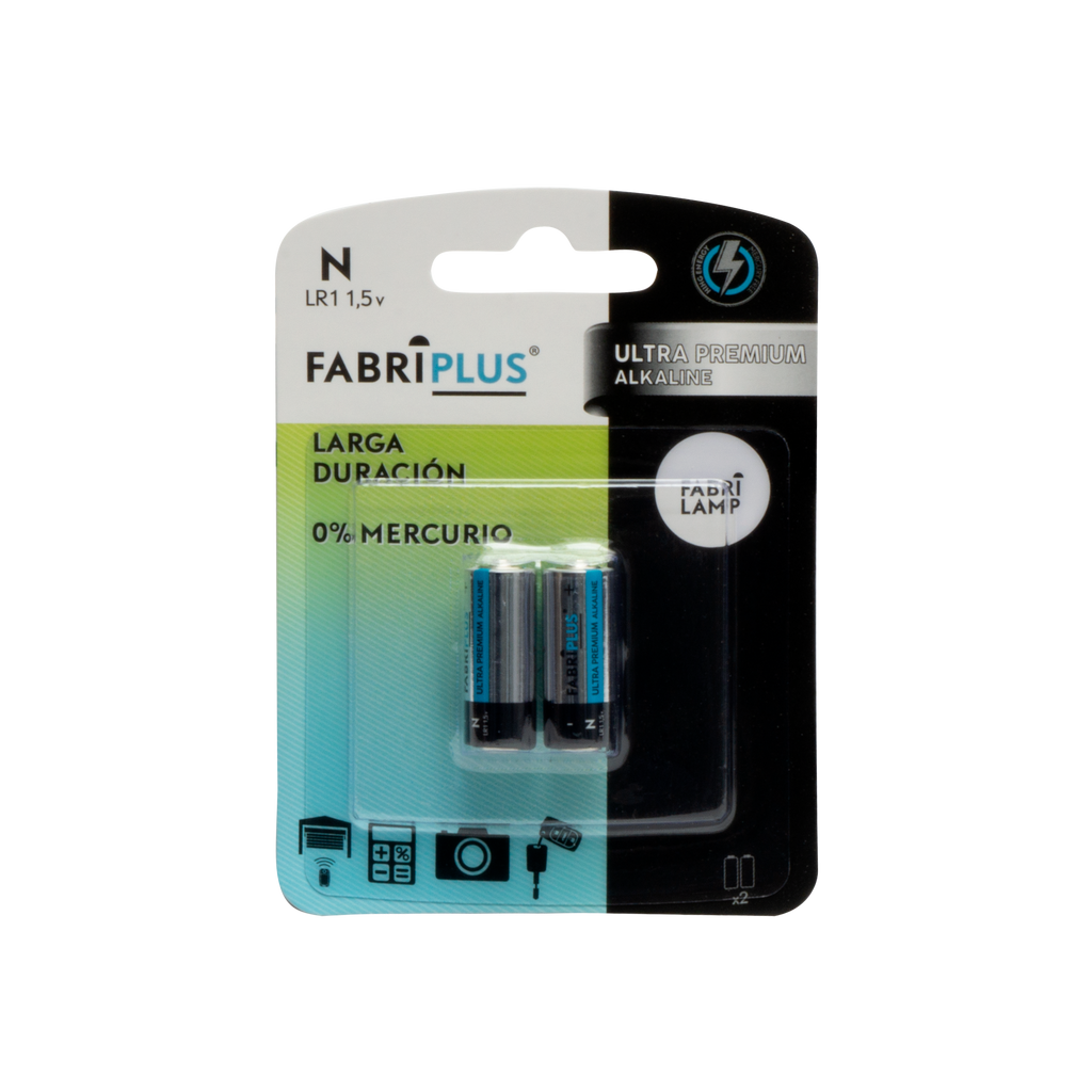 Pilas LR1 Fabriplus 1.5V de Fabrilamp (1432LR1XXX) – pilas alcalinas para electrónica, ferretería y hogar, ahorro de energía