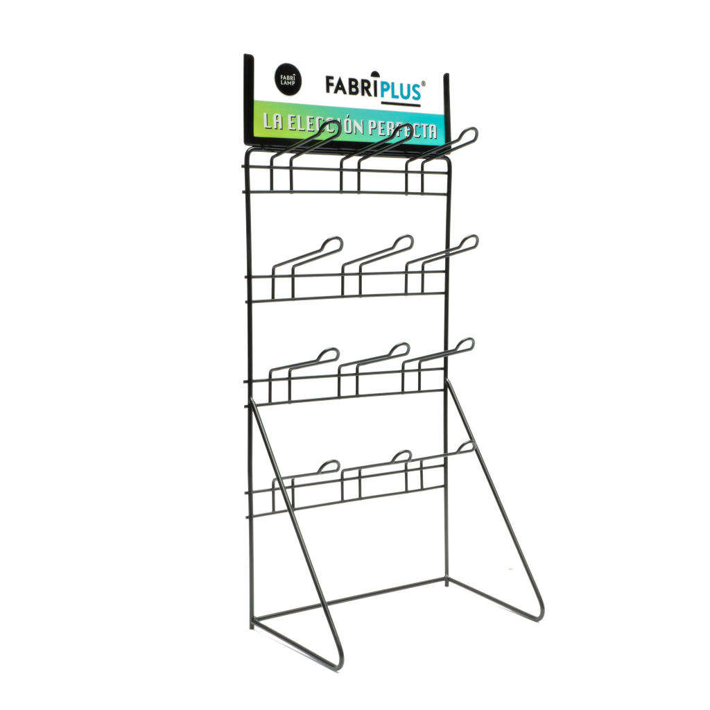 Expositor Fabriplus con 12 ganchos de metal, Fabrilamp, modelo 1432WR01XX, ideal para organización en ferretería y hogar