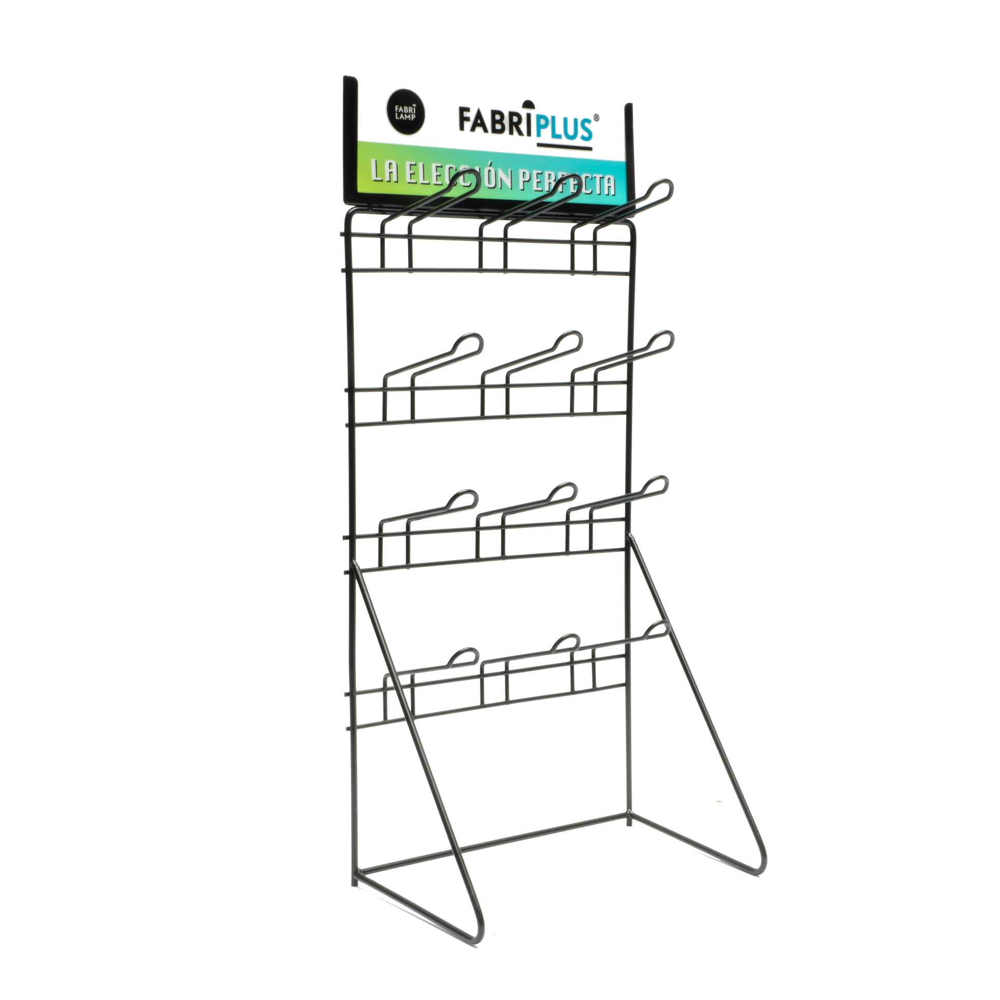Expositor Fabriplus con 12 ganchos de metal, Fabrilamp, modelo 1432WR01XX, ideal para organización en ferretería y hogar
