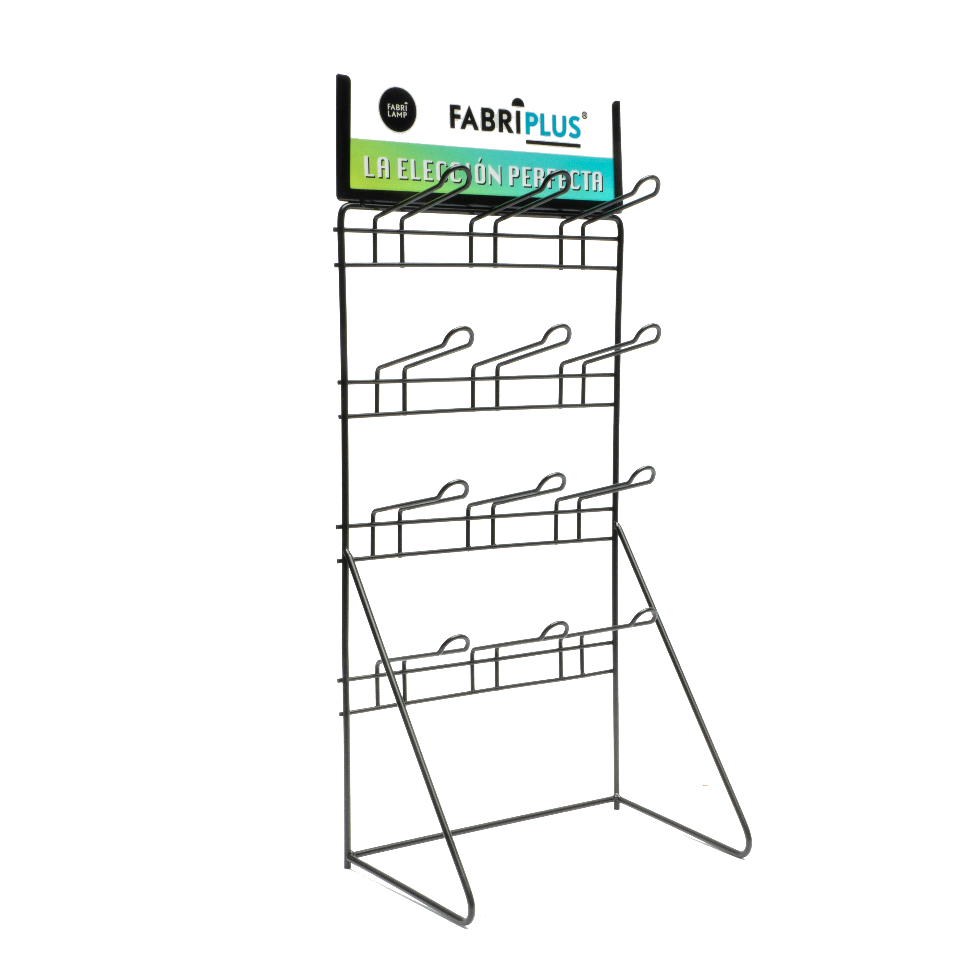 Expositor Fabriplus con 12 ganchos de metal, Fabrilamp, modelo 1432WR01XX, ideal para organización en ferretería y hogar
