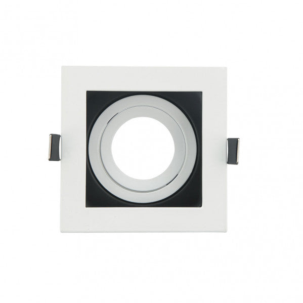 Luminaria empotrable BATU cuadrada en color blanco y negro de aluminio, Fabrilamp 14368CU01, orientable, con GU10, para interior doméstico